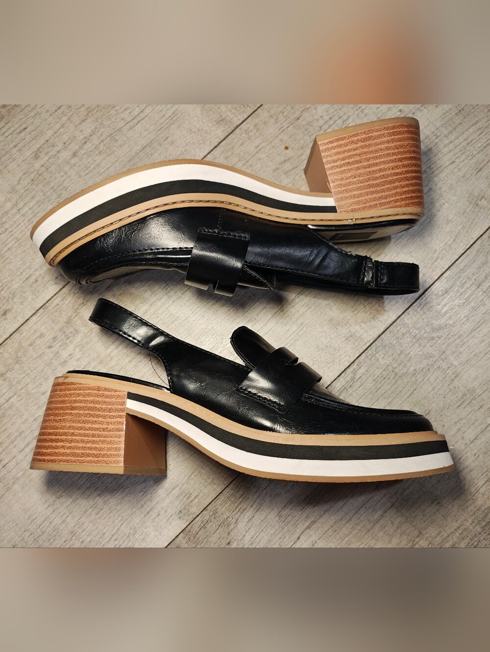 Dolce Vita Hattie Slingback Block Heel Loafer in Black Stella. - Picture 2 of 14